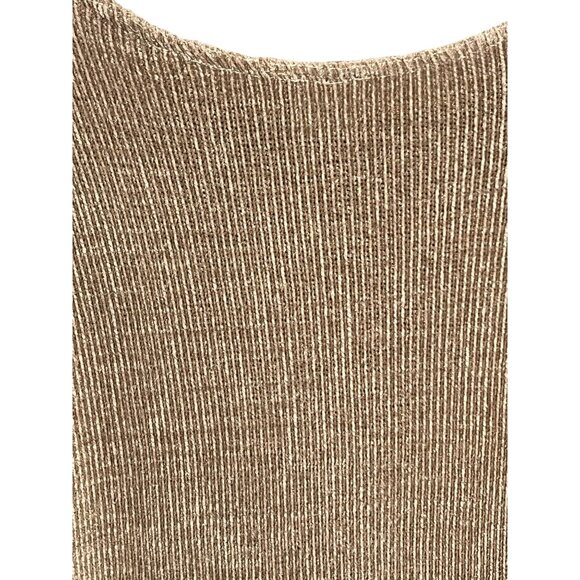 CLIO Sweater Knit Size Small Tan Crew Neck Long Sleeve Boho Chic Flaw - Picture 7 of 15